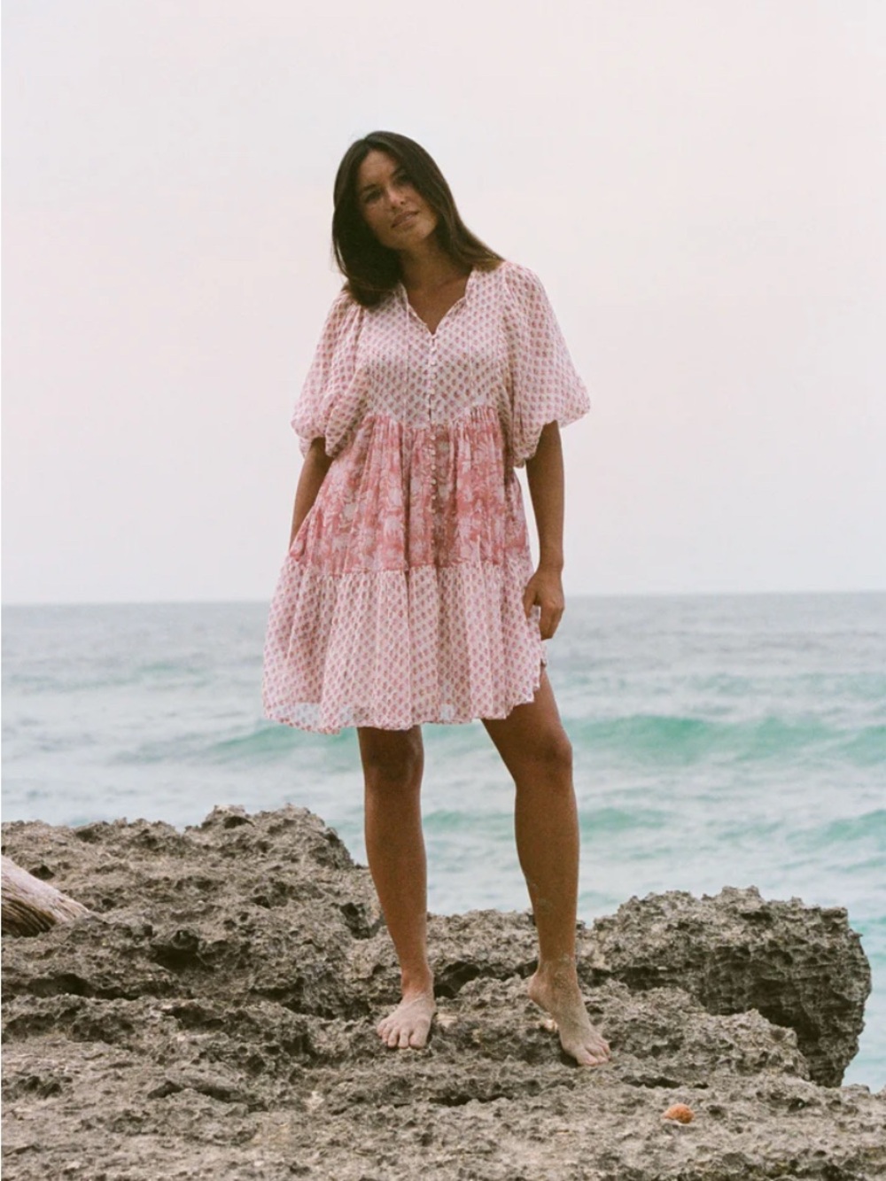 Daughters of India Nora Mini Dress Primrose Beachy Boho Flowy Womens S